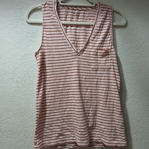 Madewell nwot Striped V-Neck Sleeveless Top with pocket